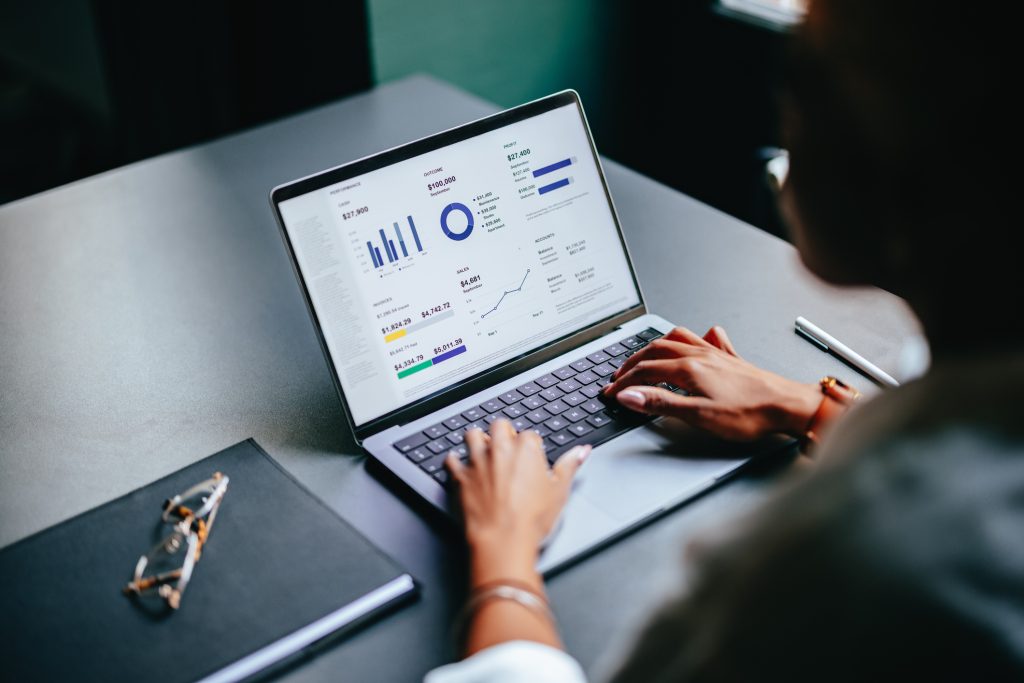 Female employee working on a laptop